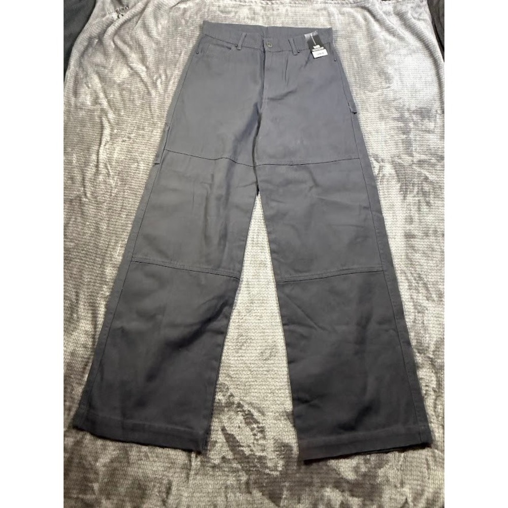 No Boundaries Men Carpenter Pants 28x31 Gray Double Knee Canvas Utility Wide Y2K